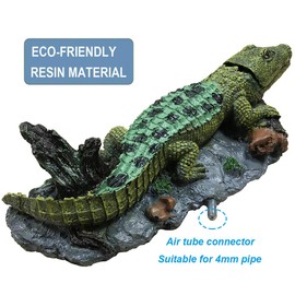 SLOCME Aquarium Alligator Air Bubbler Decorations - Aerating Action Crocodile Ornament, Oxygen Bubble Resin Crafts for Aquarium Fish Tank Decor