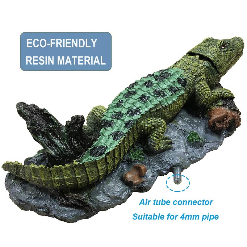 SLOCME Aquarium Alligator Air Bubbler Decorations - Aerating Action Crocodile