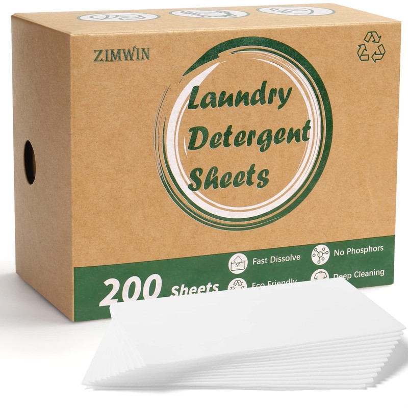 Laundry Detergent Sheets, 200 Count, Fragrance Free, Eco-Friendly, Plastic-Free, Hypoallergenic,