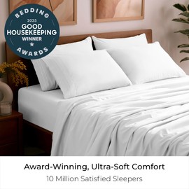 Mellanni Queen Sheet Set - 6-Piece Iconic Collection Bedding, (Including 4 Pillowcases), 16-Inch Deep Pocket, Easy Care, Extra Soft, Cooling Sheets, Brushed Microfiber - White