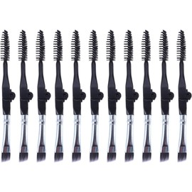 Brocha para Cejas Profesional Plegable Negra, 10 Pinceles Ligeros de Fibra Artificial y Aluminio para Maquillaje de Cejas, Adecuado para Mujeres y Niñas