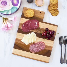 Rock & Branch Shiplap Series Utah State Shaped Wood Cutting Board and Charcuterie Serving Platter, Includes Hang Tie for Wall Display