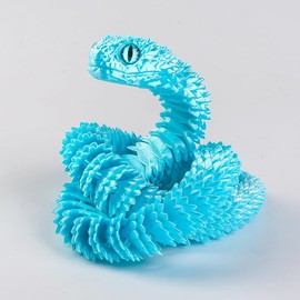 24 in 3D Printed Animals-Snake Viper,3D Printed Snake Toys 3D Printed Articulated Snake 3D Printed Animals Animal Model Ornaments Creative Funny Toy Festival Gift for Frends (Pearl Blue)