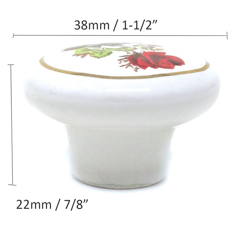 yueton 6Pcs 1-1/2 inch Hand Painted Ceramic Knobs Kitchen Cabinet