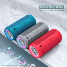 Ortizan Bluetooth Speaker, Portable Wireless Bluetooth Speakers With Led Light, Louder Volume & Enhanced Bass, IPX7 Waterproof, 30H Playtime, Durable Loud Speaker Bluetooth for Travel, Outdoor - Red