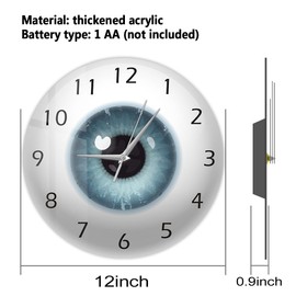 The Geeky Days Reloj de pared silencioso con diseño de globo ocular, de cuarzo, funciona con pilas, de 12 pulgadas, con anatomía del cuerpo humano, con impresión acrílica, regalo