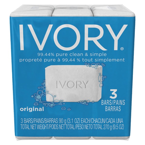 Ivory 12364 White Soap Bath Bar, Individually Wrapped, 3.1oz (Case of 24 Packs, 3 per Pack)