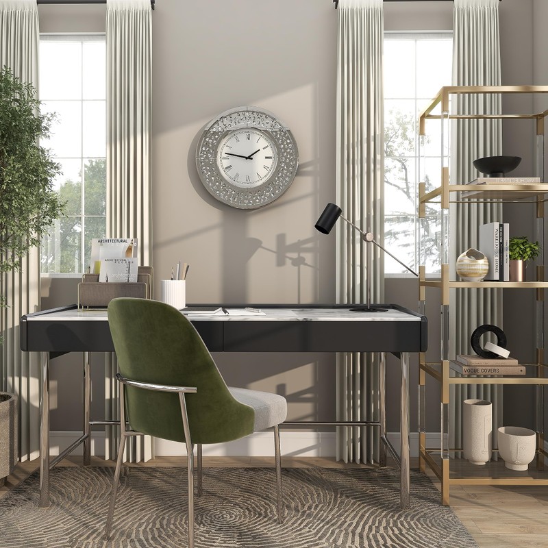 Deco 79 Glass Decorative Wall Clock Mirrored Wall Clock for