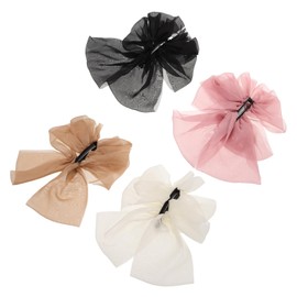 WOONEKY 4pcs Vintage French Style Hair Bow Clips Elegant Banana Clips for Women for High Ponytails Aesthetic Hair Accessories