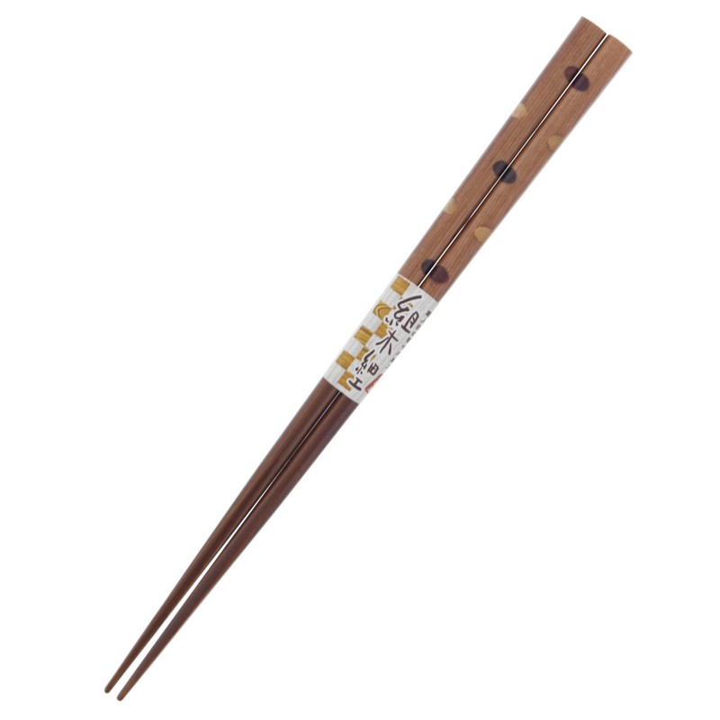 Chopsticks Pair Wood Craft Polka Dot Wood (Natural Wood) Tip,