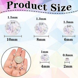 TOAOB 1000pcs Crystal Glass Beads Assorted AB Color Spacer Beads 2mm 4mm 6mm 8mm 10mm for Jewelry Making DIY Craft Project