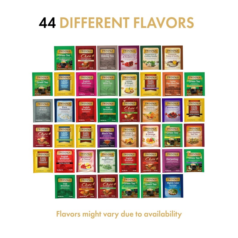 Twinings Tea Bag Sampler Assortment 44 Count Variety Pack of
