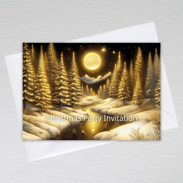Christmas Party Invitations, Christmas Party Invitation Cards and Envelopes: Starlit