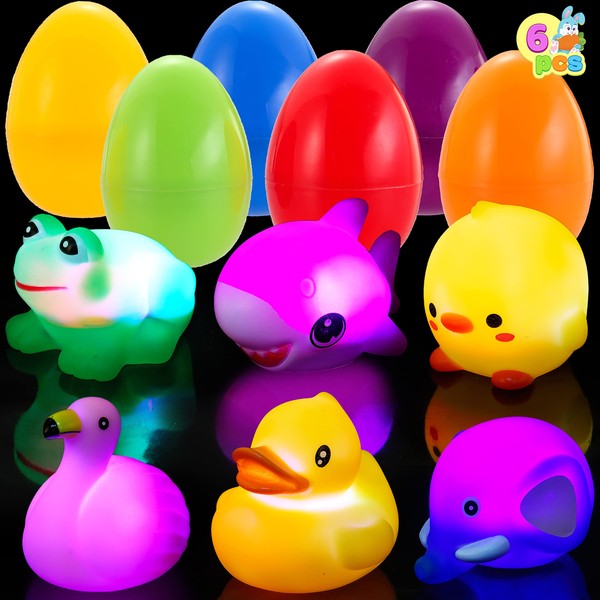 JOYIN Pack of 6 Pre-filled Easter Eggs with Luminous Bath Toys