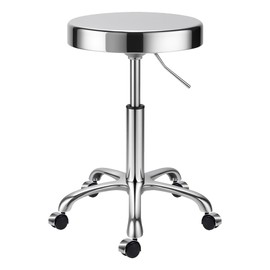 ZHAOYONGLI-End Tables Rolling Stool with Wheels, Heavy Duty Hydraulic Stainless Steel Stool for Shop Guitar Lab Tattoo Workbench Medical, Adjustable Swivel Chair (Silver)