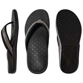 LLSOARSS Plantar Fasciitis Feet Sandal with Arch Support - Best Orthotic flip Flops for Flat Feet，Heel Pain- for Women, Matt Grey, 9