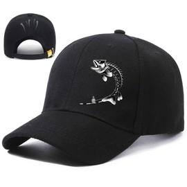 Baseball Hats for Men Baseball Cap Fishing Fish Mens Hat Cotton Snapback Hats for Men Black Fitted Trucker Dad Hat Mens Outdoor Summer Sun Cap Flat Bill Hat Running Golf Caps Accessories Gifts
