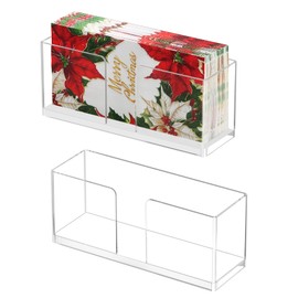 2 Pack Acrylic Guest Towel Napkin Holder (8.5"x4.5"), Napkin Dispenser with Non-Slip Pads, Disposable Hand Towel Holder, Clear Napkin Stand for Kitchen Dining Table Bathroom Parties Wedding