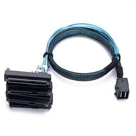 CableDeconn SFF-8643 Internal Mini SAS HD to (4) 29pin SFF-8482 connectors with SAS 15pin Power Port 12GB/S Cable (1M) (H0204)