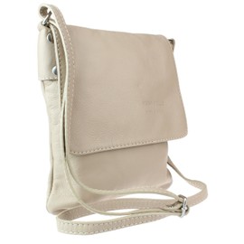 Girly Handbags Womens Italian Genuine Leather Shoulder Bag Small Cross Body Messenger Soft Leather Vera Pelle Phone Holder Holiday - Beige