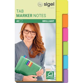 Sigel HN205 Tab Markers Notes, Paper, 6 Colors, 42 Sheets, 9,8 x 14,8 cm
