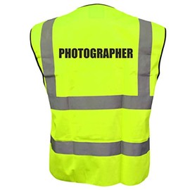 Yellow Hi Vis vest PHOTOGRAPHER Vest Waistcoat Safety Vest Large
