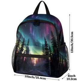 YPPAHHHH Toddler Backpack Northern Lights Aurora Kindergarden Kids Bacpack for Boys Girls Preschool Bag Fantasy Aurora Lightweight Small Travel Rucksack Bag with Bottle Holder