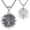 Aniu St Christopher Necklace for Men Women Sterling Silver Saint Christopher Protection Necklace Catholic Round Medallion Patron St Christopher Protect Us Jewelry Saint Christopher Medal Amulet Talisman Jewelry