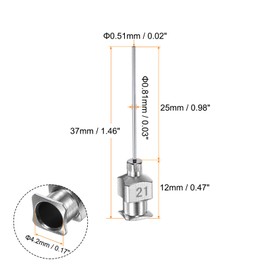 HARFINGTON 30pcs 21Gauge Stainless Steel Dispensing Needles, 1" All Metal Glue Needle Tube Blunt Tips Luer Lock for Thick Liquids, Ink, Glue, Lab Use