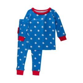 RuffleButts SoftSnooze™ Viscose from Bamboo Toddler Girls Ruffle Long Sleeve Pajama Set - Stars & Stripes Toddler, 4T