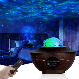 ZEAKOC Remote Control Aurora Star Projector, Planetarium, Home Use, 10 Lighting Modes, Music Playback, Voice Control, Adjustable Brightness, Volume, Ripple Rotation Speed, Timer Function, Romantic