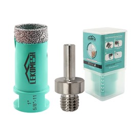 LEKOMESH Diamond Core Drill Bits - 1 Inch(25mm) with 5/8"-11 Thread Tile Hole Saw Cutter & Triangle Shank Adapter for Porcelain Ceramic Tile Marble Granite Stone Quartz