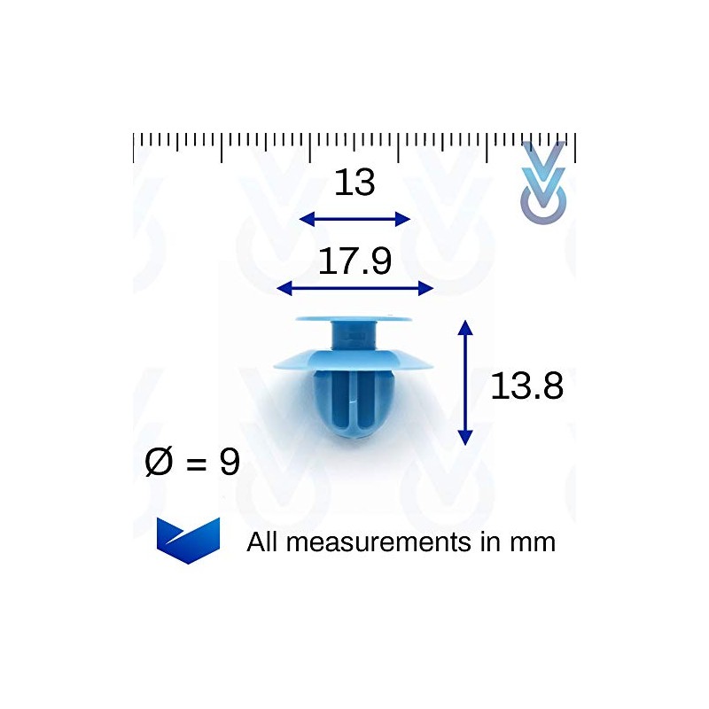 VVO Fasteners- Blue Plastic Side Skirt, Sill Moulding Cover Trim