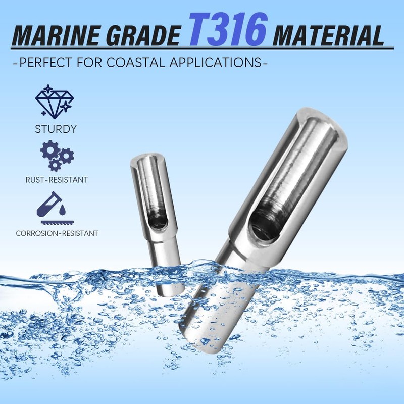Mindoub 50 Pack 3/16" Invisible Cable Railing Kit, T316 Stainless