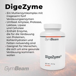 GymBeam GymBeam DigeZyme C Verbesserung der Verdauung und N?hrstoffaufnahme, Multienzymkomplex mit Verdauungsenzymen wie Amylase, Protease, Laktase, Lipase und Cellulase fr eine gesunde Verdauung, 60 caps