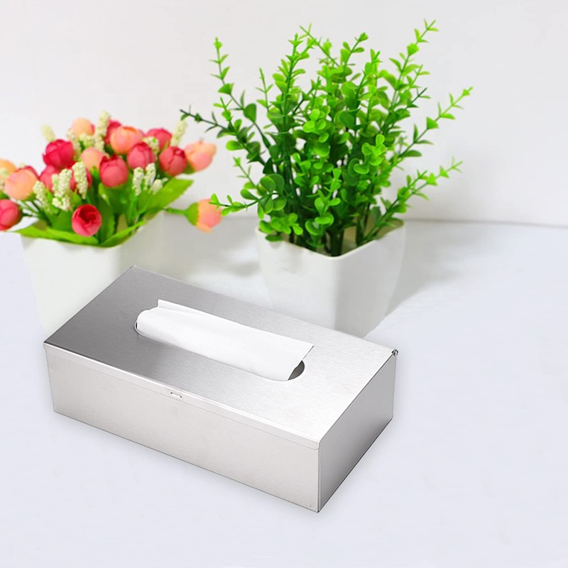 BTSKY Rectangular Tissue Box Cover, Modern Metal Tissue Holder Box