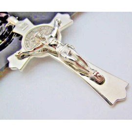 European Big 2 Side CRUCIFIX CROSS JESUS FAITH steel pendant silver ROPE 20" necklace men