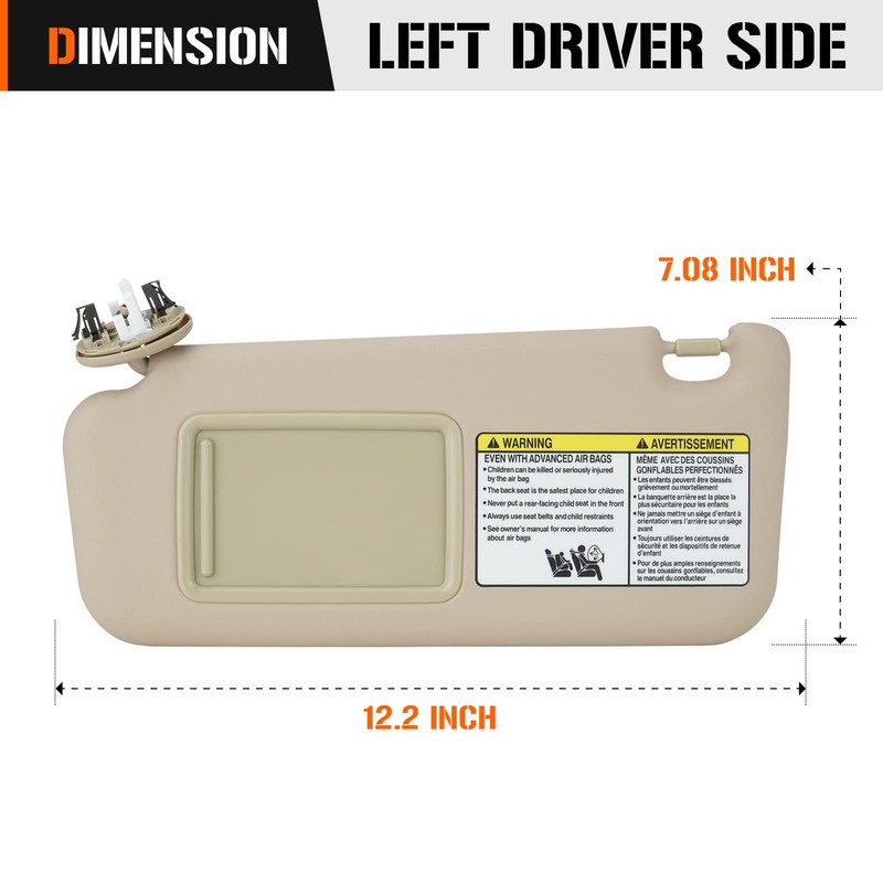 Left & Right Sun Visor with Vanity Light for 2006-2013