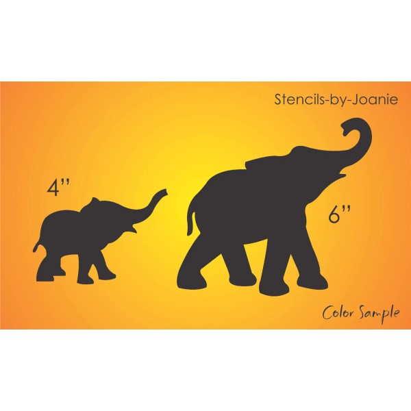 Stencils by Joanie Zoo Stencil 6" Mom Baby Elephant Pachyderm