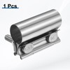 sourcing map Exhaust Clamp 1.38" Stainless Steel Lap Joint Band