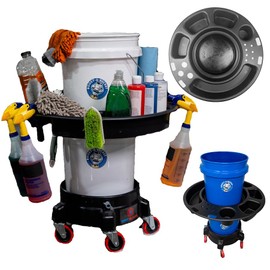 Boost-A-Bucket 5 Gallon Car Wash Bucket Organizer Car Detailing Rotating Caddy 5 Gallon Bucket Accessories Cart Holds Towels, Tools, Washing, Auto Cleaning Supplies - (Buckets & Dolly Sold Separately)