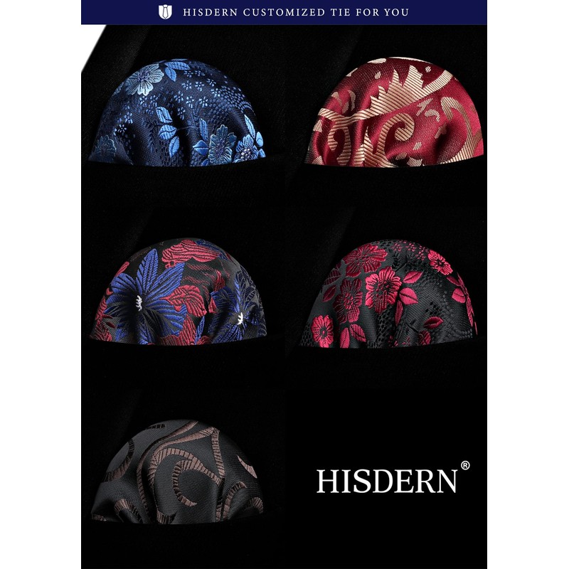 HISDERN TA5-01S Set of 5 Ties and Pocket Squares for
