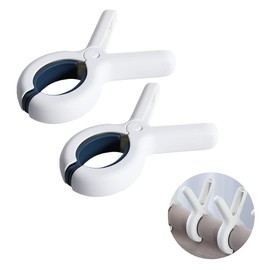 Amind Pack of 2 Jumbo Size Clothes Pegs, Clothes Pegs with Non-Slip Soft Grip, Beach Towel Clips Made of Plastic, Windproof Towel Clip for Indoor and Outdoor Use
