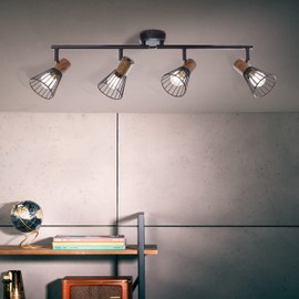 Lightbox Ceiling Spotlight 4-Bulb Rotatable 4x E14 Max. 18 Watt Metal / Wood Dark / Black Matt