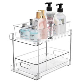 Closet Organiser with Sliding Drawer Shelf, Transparent Kitchen Cabinet, Cosmetic Base Cabinet Organiser, Kitchen Organiser, Multifunctional Organiser for Sink, Cleaning Products
