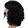 HPO Adult Men's Black Color Wavy Shoulder Length Muskateer Wig