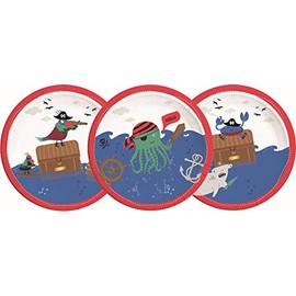 Procos 90243 Pirate Party Plates Cardboard Pack of 8 Red White Blue