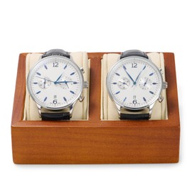 Papten Watch Box 2 Wooden Watches Storage Box Watch Holder Watch Box with Watch Cushion Jewellery Box for Men and Women (Beige)