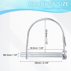 PATIKIL Trailer Coupler Pin 1/4x2-1/6, 8 Pcs Wire Lock Pin Safety Shaft Locking Pin Round Pto Pins for Farm Trailers Lawn Hitches Garden Tractor Kayak Boat (6.3 x 55 Mm)