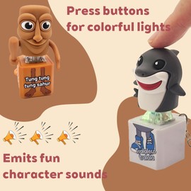 Gtzzot Italian Brainrot Clicker Fidget Keychain with Sound and LED Light - Tralalero Tralala Shark, Tung Tung Tung Sahur, Ballerina Capuchina | Stress Relief Toy for Adults(4pcs)